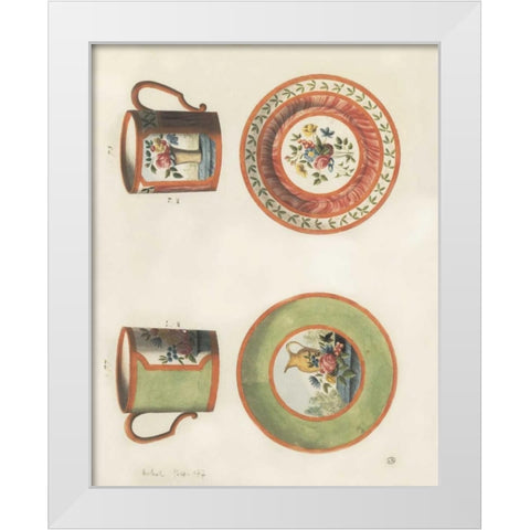 Cups and Saucers White Modern Wood Framed Art Print by PI Studio