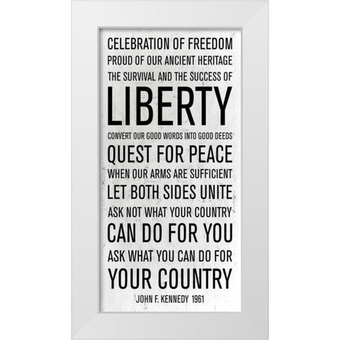 JFK speech White Modern Wood Framed Art Print by PI Studio