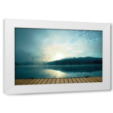 Waterside White Modern Wood Framed Art Print by PI Studio