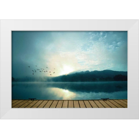 Waterside White Modern Wood Framed Art Print by PI Studio