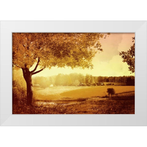 Golden Country White Modern Wood Framed Art Print by PI Studio