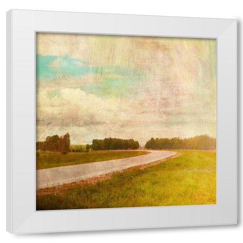 Vintage Road White Modern Wood Framed Art Print by PI Studio