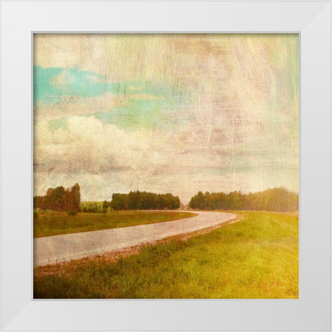 Vintage Road White Modern Wood Framed Art Print by PI Studio