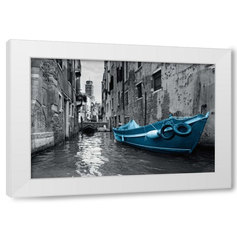 Barca Blue White Modern Wood Framed Art Print by PI Studio