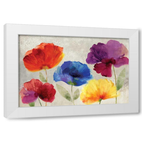 Jewel Florals White Modern Wood Framed Art Print by PI Studio