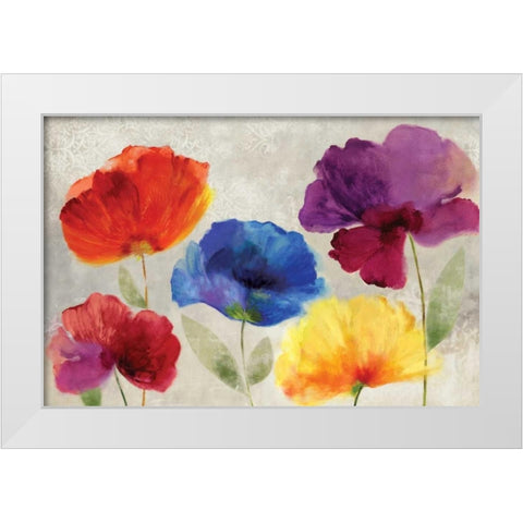 Jewel Florals White Modern Wood Framed Art Print by PI Studio