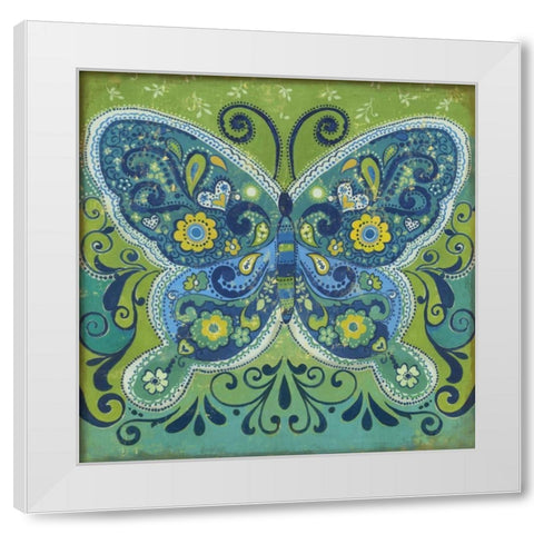 Butterfly Mosaic White Modern Wood Framed Art Print by PI Studio