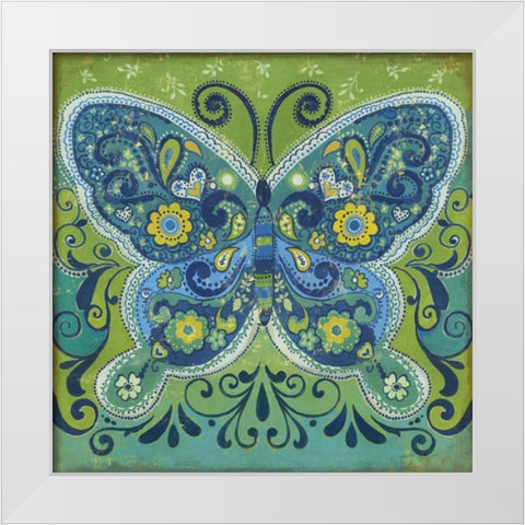 Butterfly Mosaic White Modern Wood Framed Art Print by PI Studio