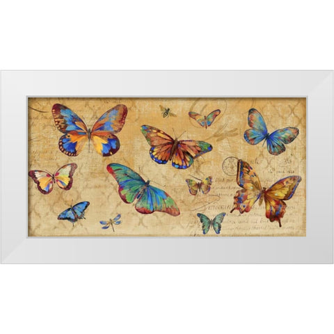 Butterflies in Flight White Modern Wood Framed Art Print by PI Studio