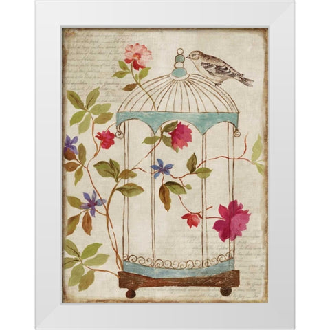 Birds Escape White Modern Wood Framed Art Print by PI Studio