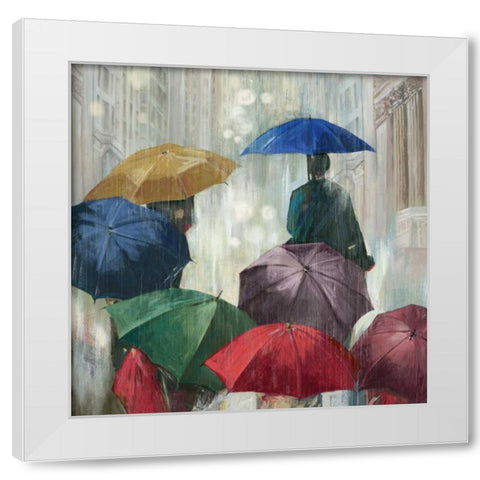 Downpour White Modern Wood Framed Art Print by PI Studio