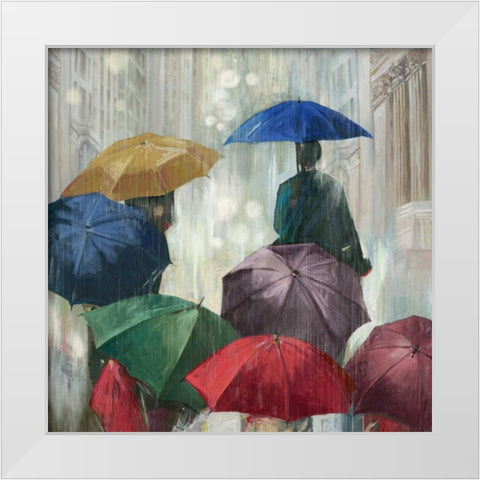 Downpour White Modern Wood Framed Art Print by PI Studio