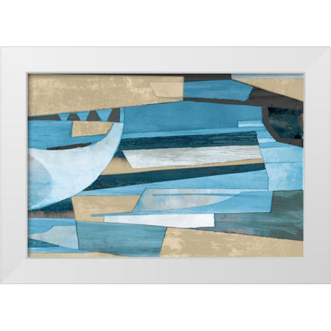 Cubist Shapes White Modern Wood Framed Art Print by PI Studio