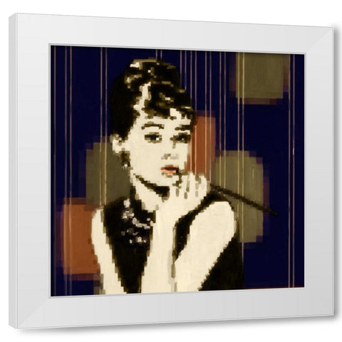 Pixeled Hepburn White Modern Wood Framed Art Print by PI Studio