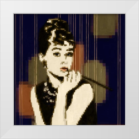 Pixeled Hepburn White Modern Wood Framed Art Print by PI Studio