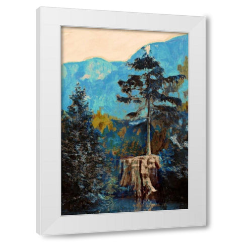Pine on Blue White Modern Wood Framed Art Print by PI Studio
