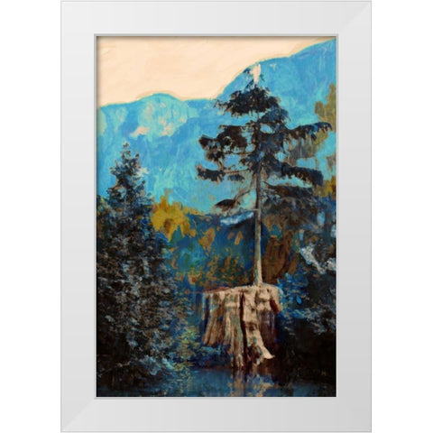 Pine on Blue White Modern Wood Framed Art Print by PI Studio