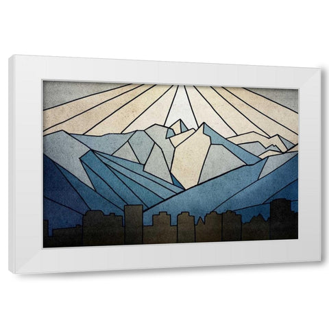 Geometric Mountain White Modern Wood Framed Art Print by PI Studio