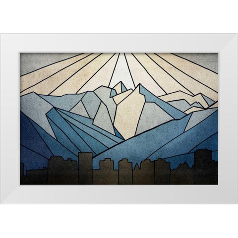 Geometric Mountain White Modern Wood Framed Art Print by PI Studio