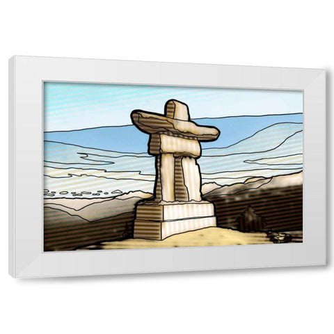 Graphic Inukshuk  White Modern Wood Framed Art Print by PI Studio