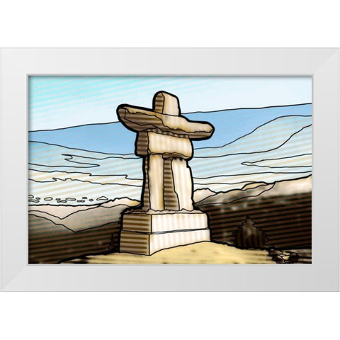 Graphic Inukshuk  White Modern Wood Framed Art Print by PI Studio