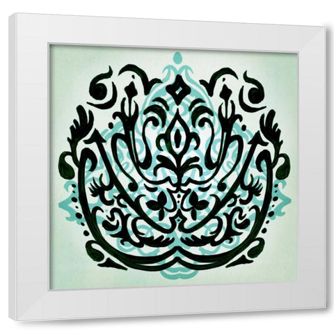 Ornamental Navy Pattern I White Modern Wood Framed Art Print by PI Studio