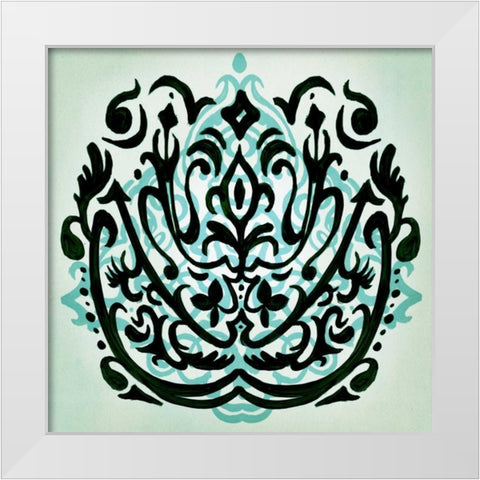 Ornamental Navy Pattern I White Modern Wood Framed Art Print by PI Studio