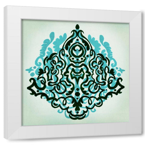 Ornamental Navy Pattern II White Modern Wood Framed Art Print by PI Studio