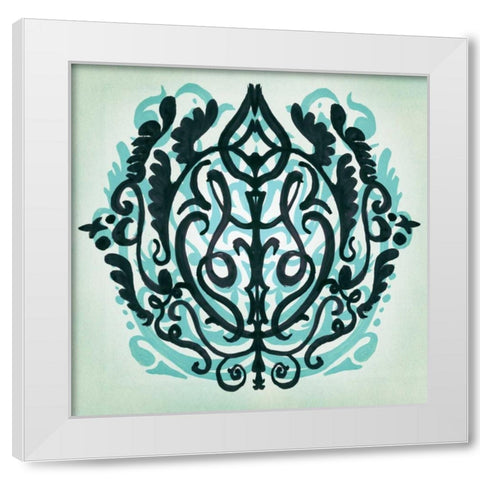 Ornamental Navy Pattern II White Modern Wood Framed Art Print by PI Studio