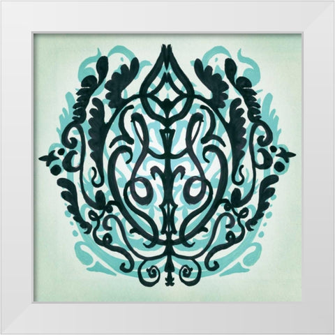 Ornamental Navy Pattern II White Modern Wood Framed Art Print by PI Studio