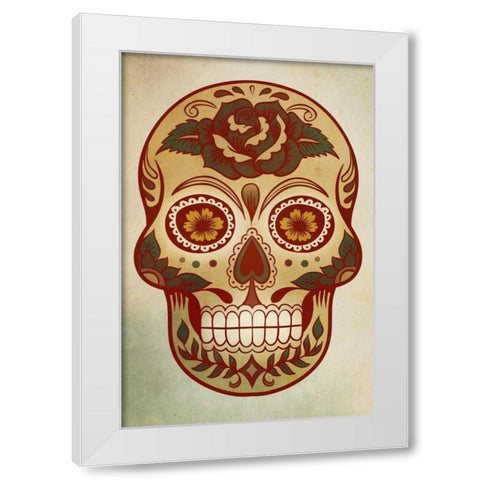 Day of the Dead Skull I White Modern Wood Framed Art Print by PI Studio