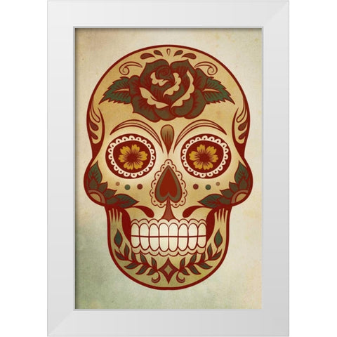 Day of the Dead Skull I White Modern Wood Framed Art Print by PI Studio