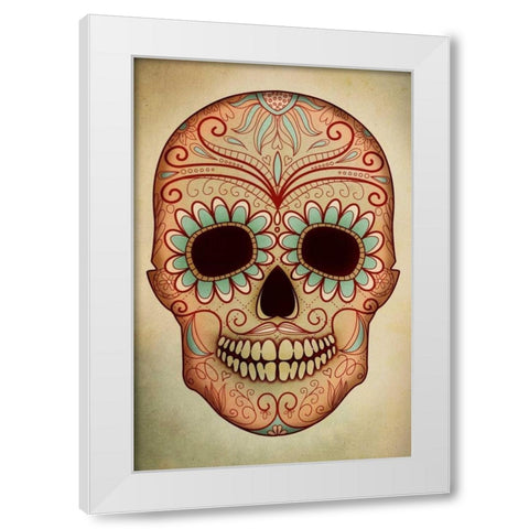 Day of the Dead Skull II White Modern Wood Framed Art Print by PI Studio
