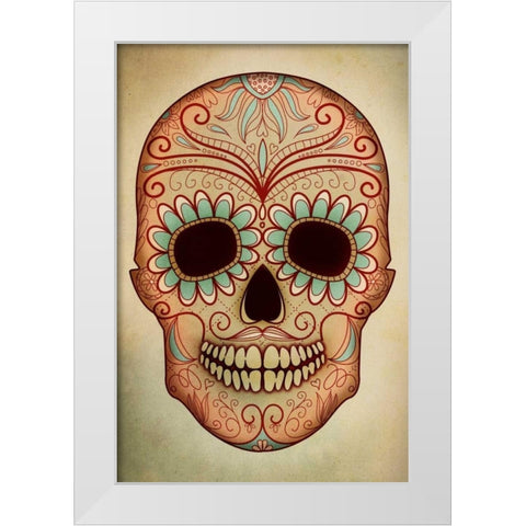 Day of the Dead Skull II White Modern Wood Framed Art Print by PI Studio