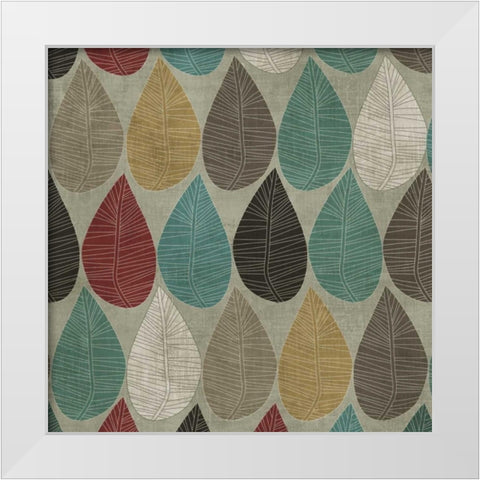 Pattern Leaves White Modern Wood Framed Art Print by PI Studio