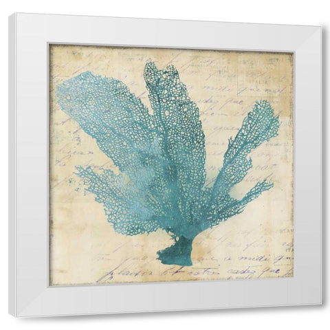 Blue Coral I  White Modern Wood Framed Art Print by PI Studio