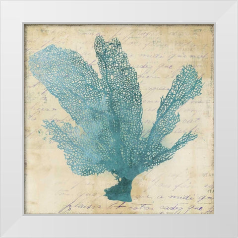 Blue Coral I  White Modern Wood Framed Art Print by PI Studio