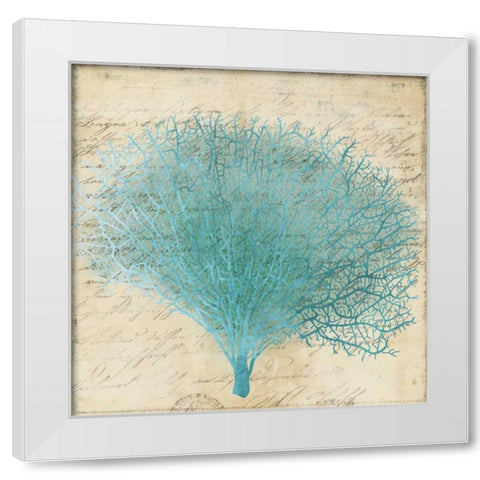 Blue Coral III White Modern Wood Framed Art Print by PI Studio