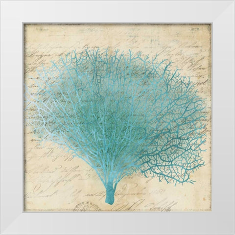 Blue Coral III White Modern Wood Framed Art Print by PI Studio