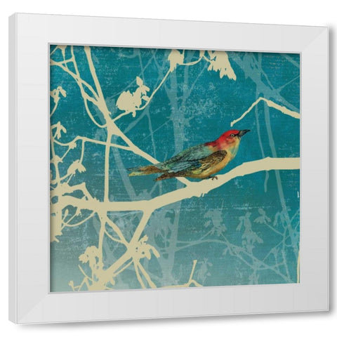 Blue Bird I White Modern Wood Framed Art Print by PI Studio