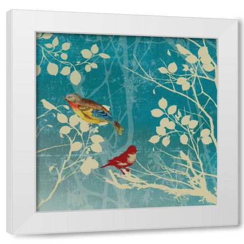 Blue Bird II White Modern Wood Framed Art Print by PI Studio