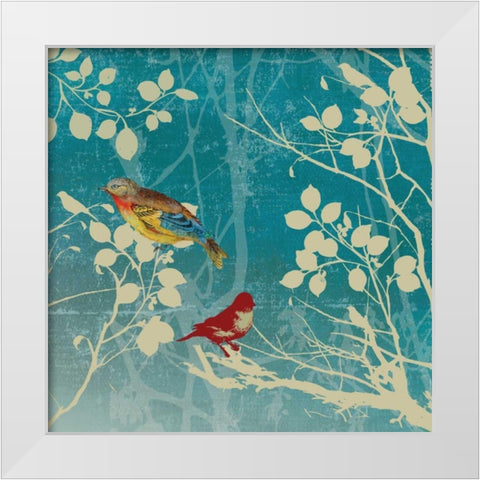 Blue Bird II White Modern Wood Framed Art Print by PI Studio