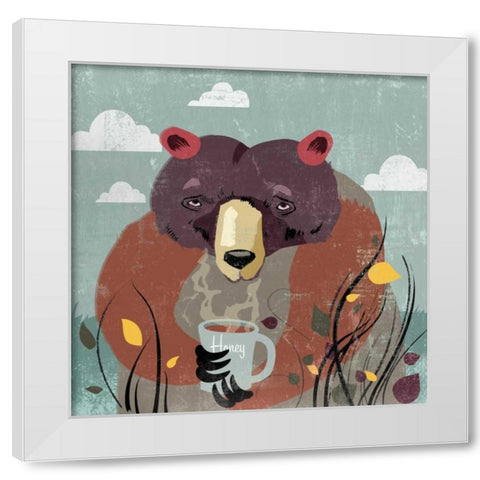 Honey bear White Modern Wood Framed Art Print by PI Studio