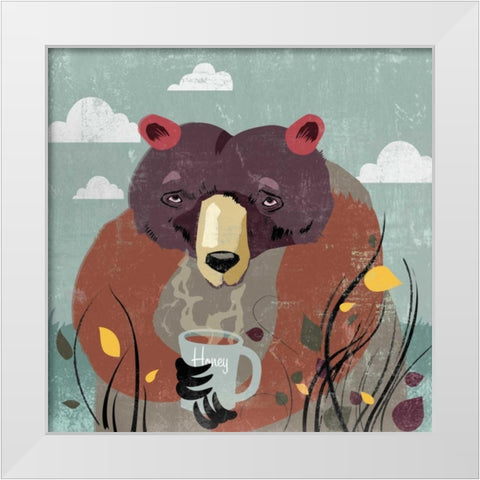 Honey bear White Modern Wood Framed Art Print by PI Studio