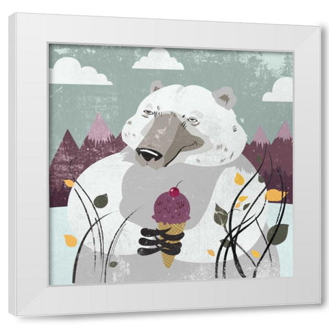 Polar Bear White Modern Wood Framed Art Print by PI Studio