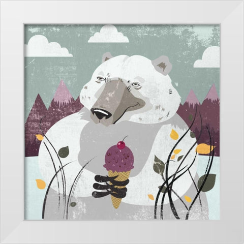 Polar Bear White Modern Wood Framed Art Print by PI Studio