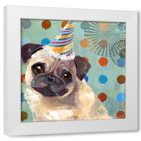 Pug Love White Modern Wood Framed Art Print by PI Studio