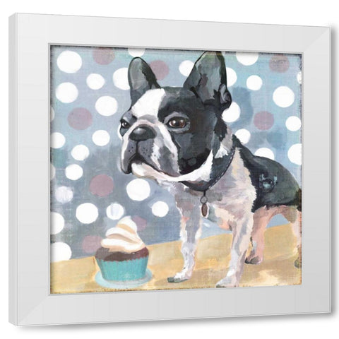 Pug Birthday White Modern Wood Framed Art Print by PI Studio