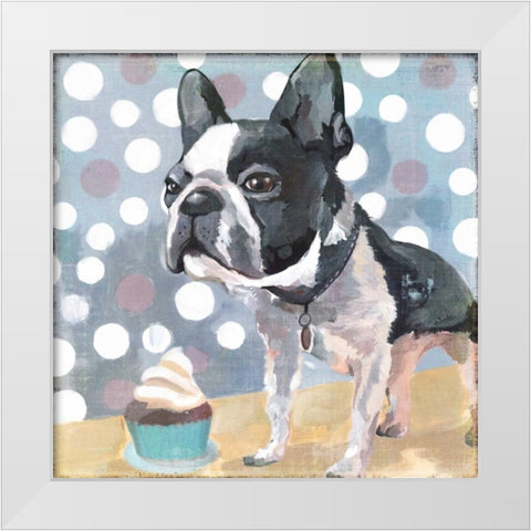 Pug Birthday White Modern Wood Framed Art Print by PI Studio