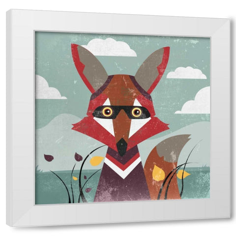 Fox White Modern Wood Framed Art Print by PI Studio